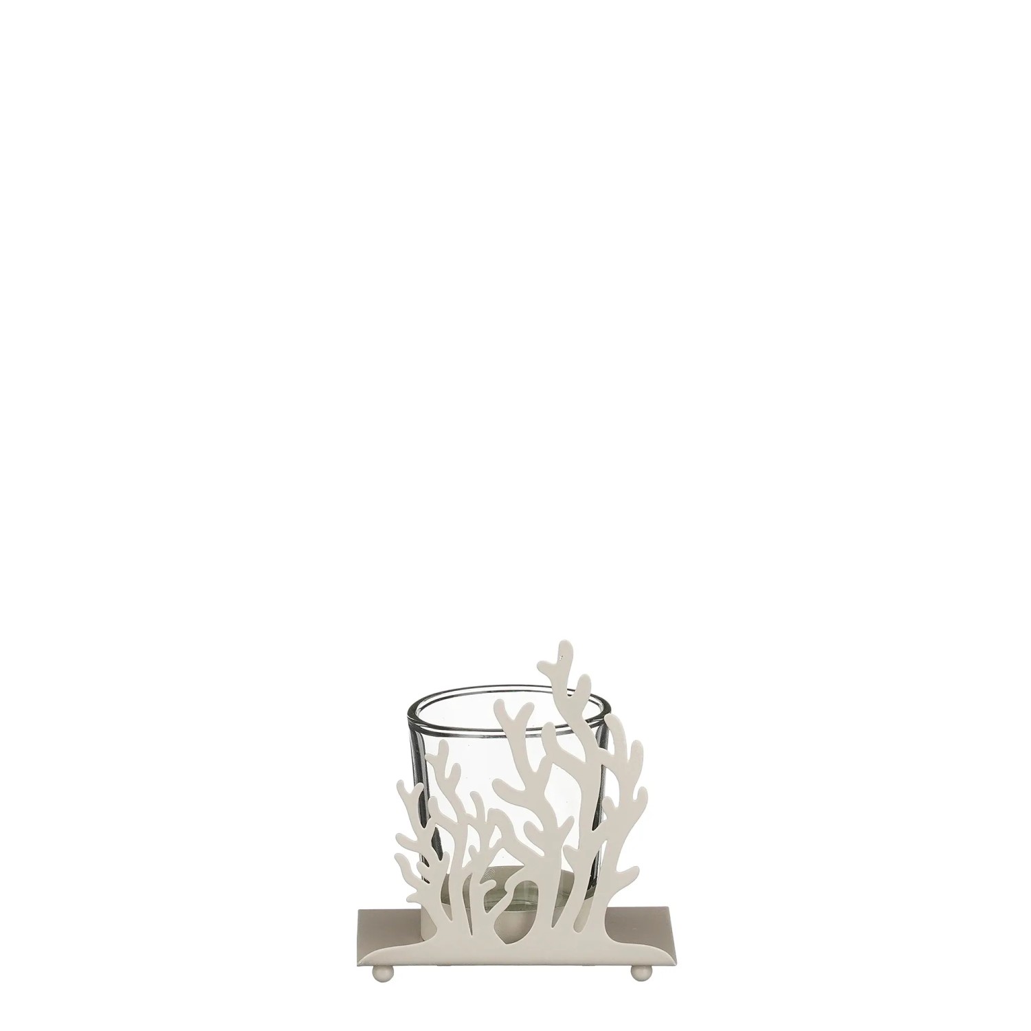 Mica Decorations Teelichthalter Koralle, offwhite, 9x6,5x10cm, maritime Deko.