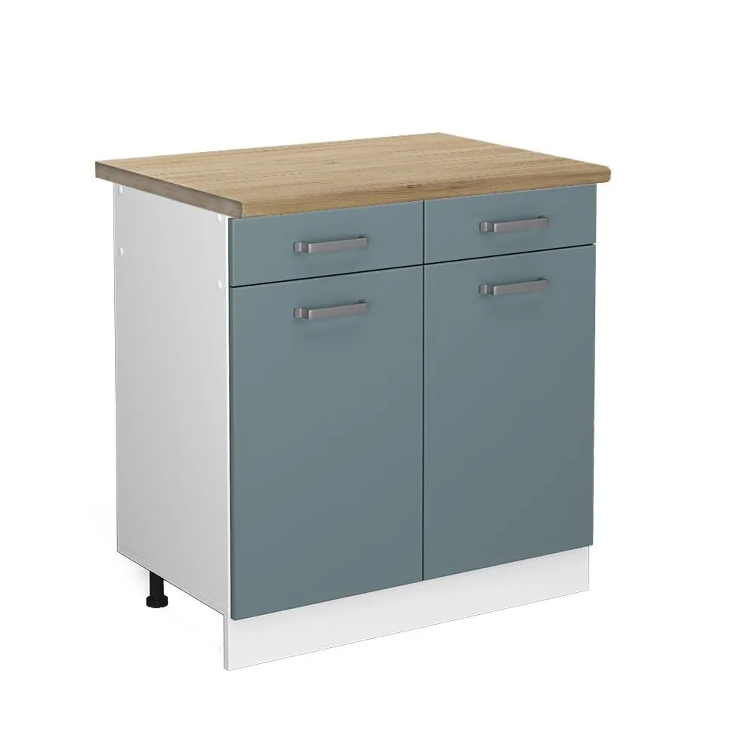 Vicco Küchenunterschrank R-Line Schubladenschrank für die Küche Blau-Grau Weiß 80 cm AP Eiche