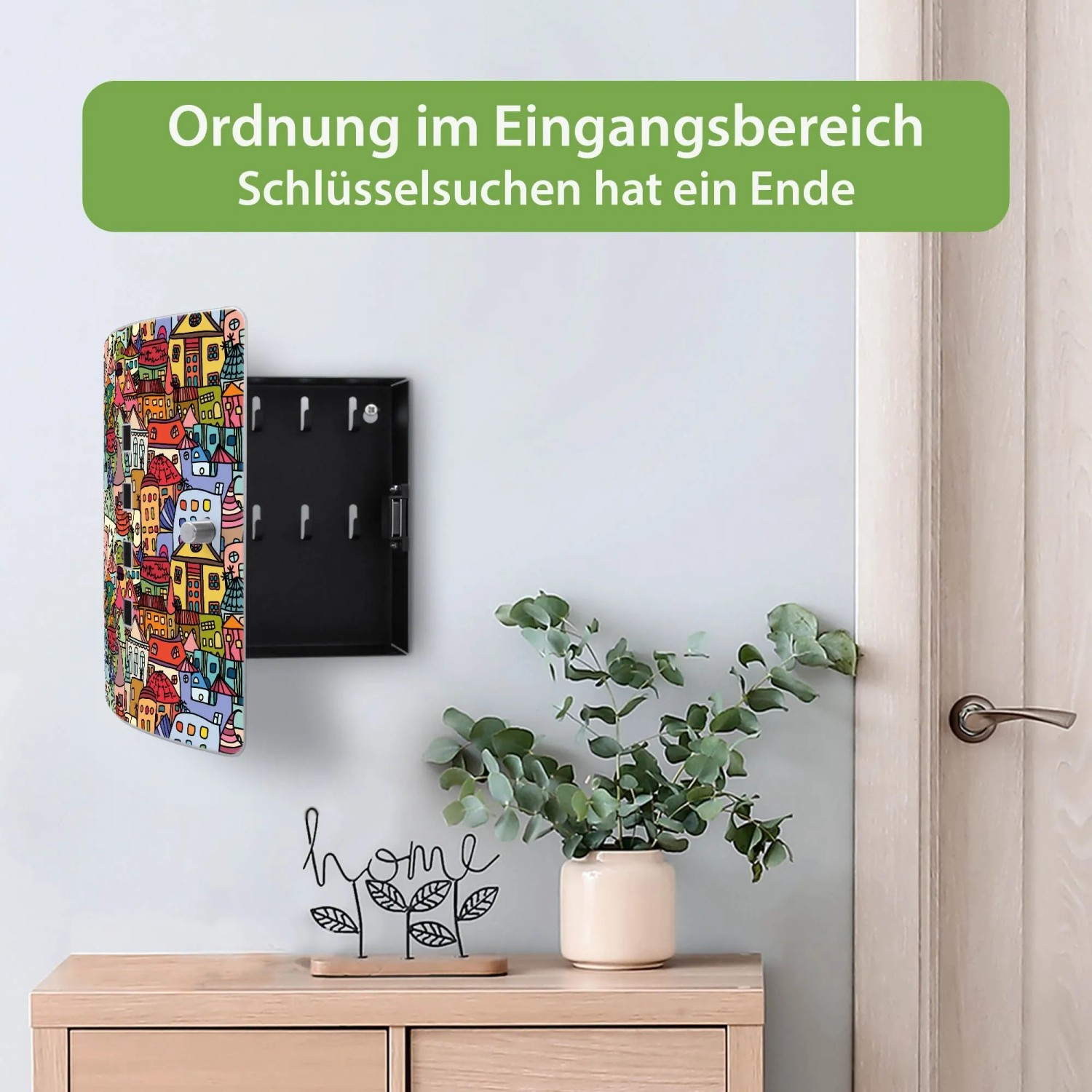 Banjado Schlüsselbox Funky Town Edelstahl 10 Schlüssel 24 x 21,5 x 7 cm kaufen bei OBI