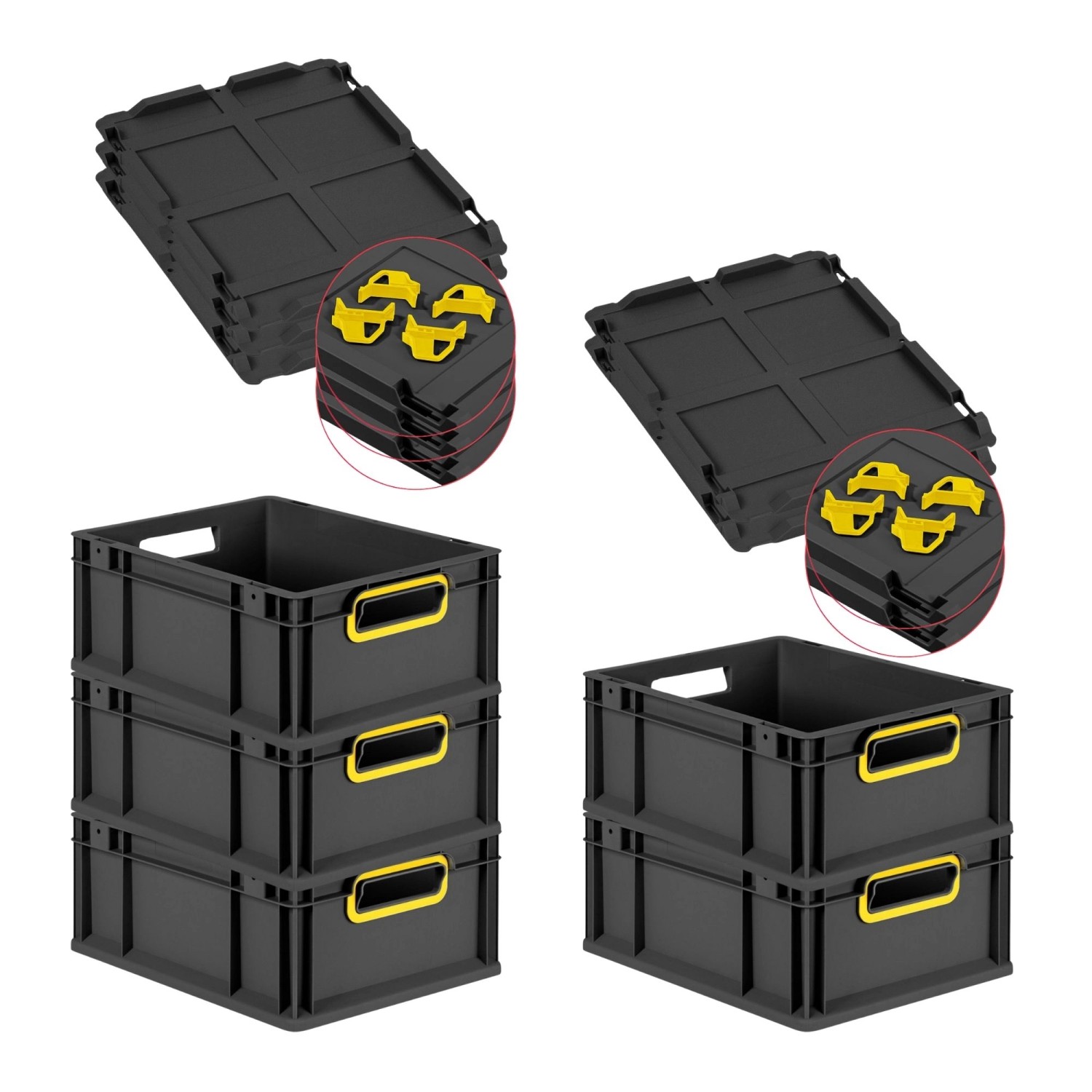 PROREGAL SparSet 5x Eurobox Nextgen Color Mit Auflagedeckel HxBxT 17x30x40c günstig online kaufen