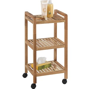 Wenko Badwagen Norway aus Walnussholz mit 3 Ablagen und Rollen.