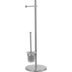 Freistehende baliv WC-Bürstengarnitur ST-6815 mit Papierhalter aus Edelstahl.