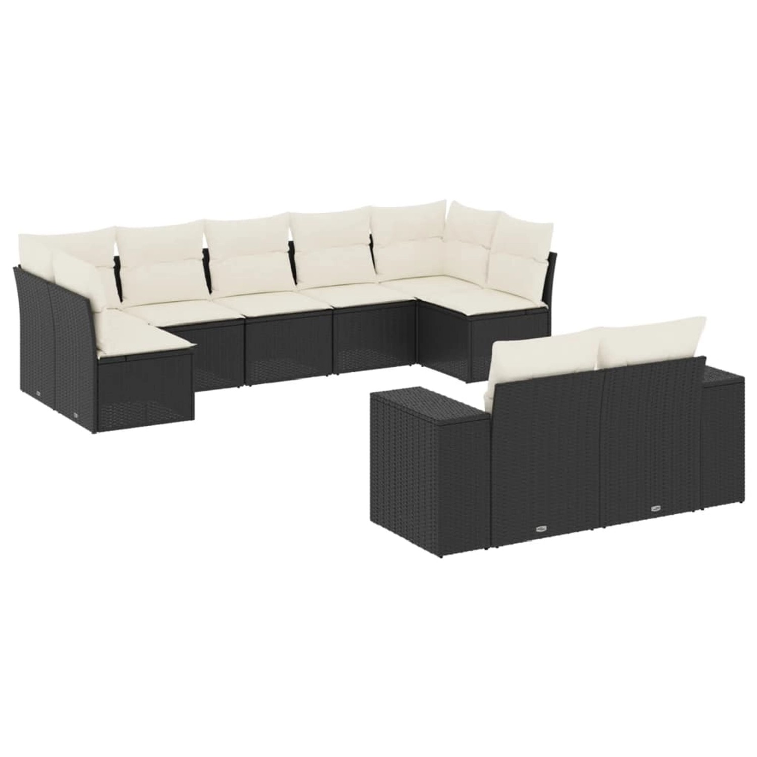 vidaXL 9-tlg Garten-Sofagarnitur mit Kissen Schwarz Poly Rattan Modell 91 günstig online kaufen