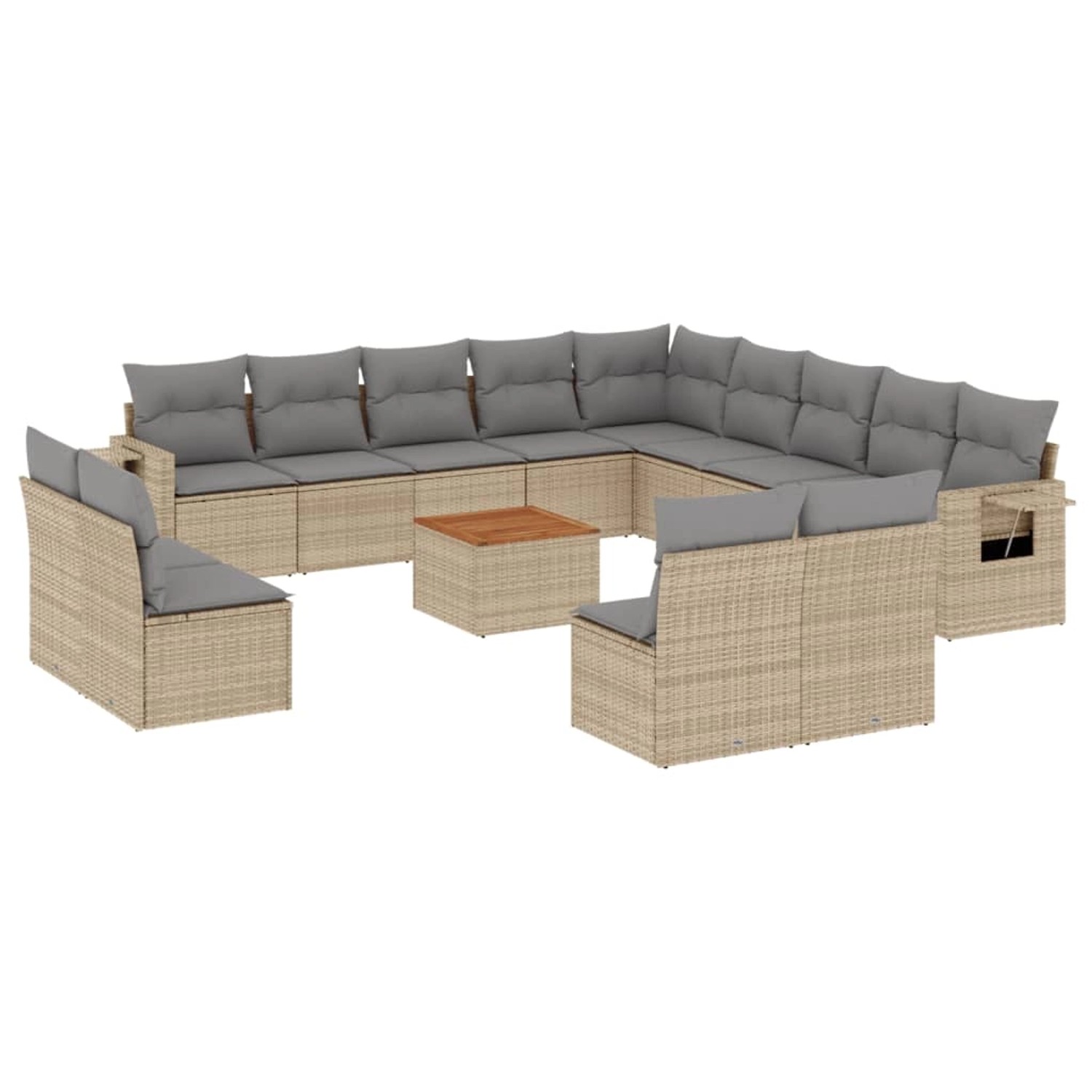 vidaXL 14-Tlg Garten-Sofagarnitur mit Kissen Beige Poly Rattan 3257151 günstig online kaufen