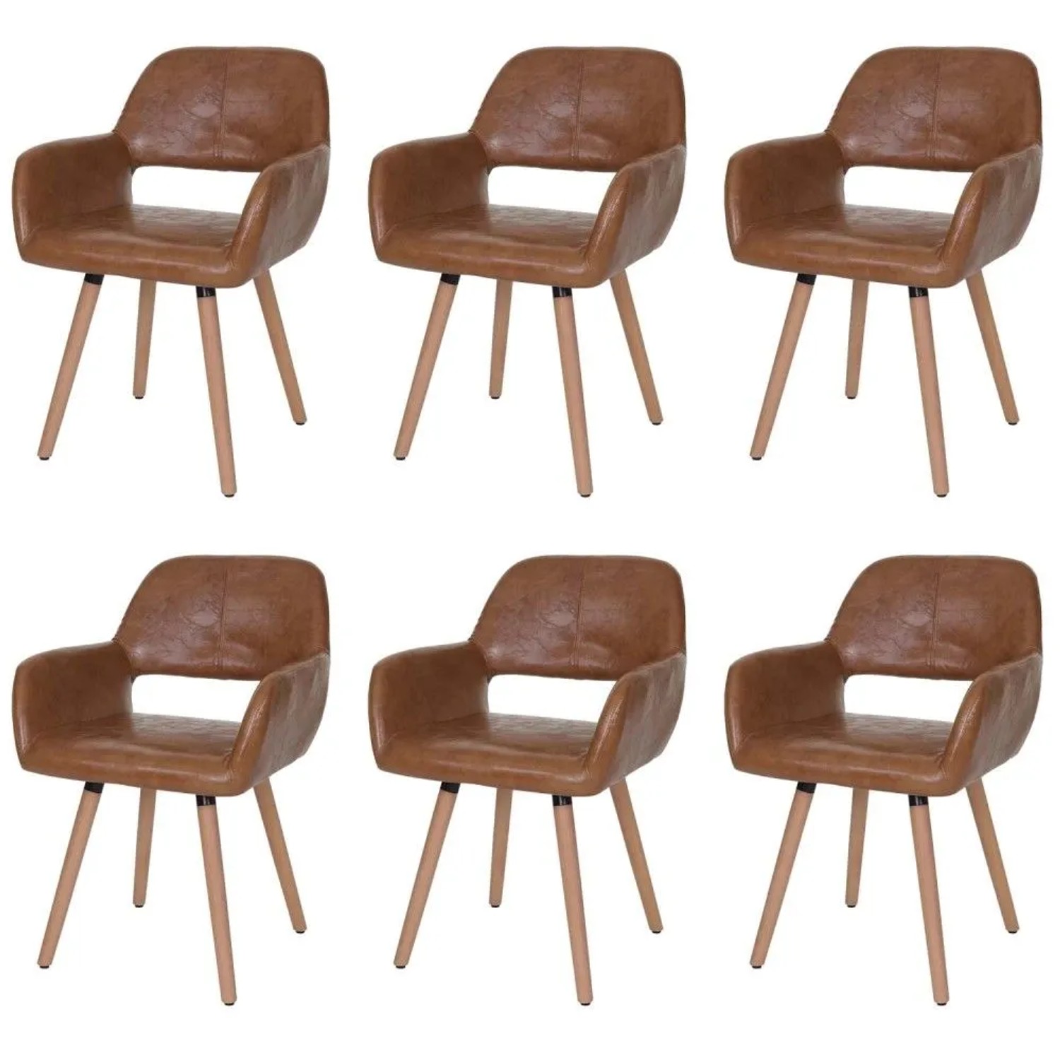 MCW Esszimmerstuhl A50 II 6er-Set Kunstleder Wildlederimitat Helle Beine