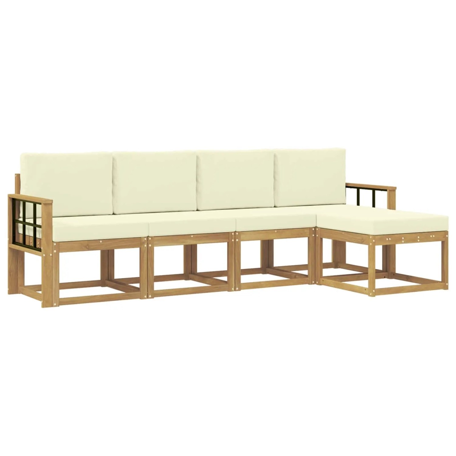 vidaXL Outdoor-Sofagarnitur mit Kissen 5 Stk Weiß und Creme 3387499