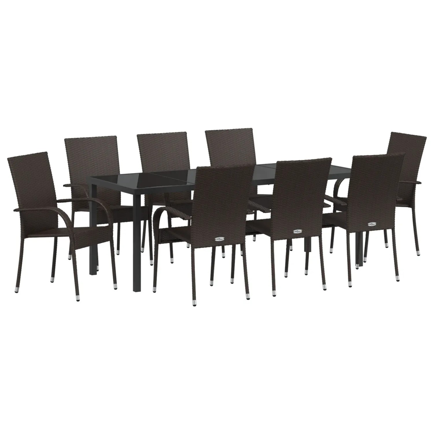 vidaXL Garten Essgruppe 9-Tlg Braun Poly Rattan 3379400