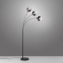 Schwarze Just Light Stehleuchte Zea mit drei Rauchglas-Lampenschirmen.