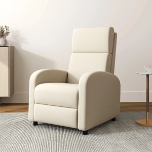 Cremeweißer HOMCOM Relaxsessel mit hoher Rückenlehne und Liegefunktion. Bequemer Polstersessel aus Polyester für Sofas.