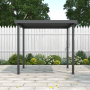 Anthrazitfarbene MWH BBQ Pergola 2,5x2,5m mit Lamellendach im Garten. Ideal für Grillbereiche & Sonnenschutz.