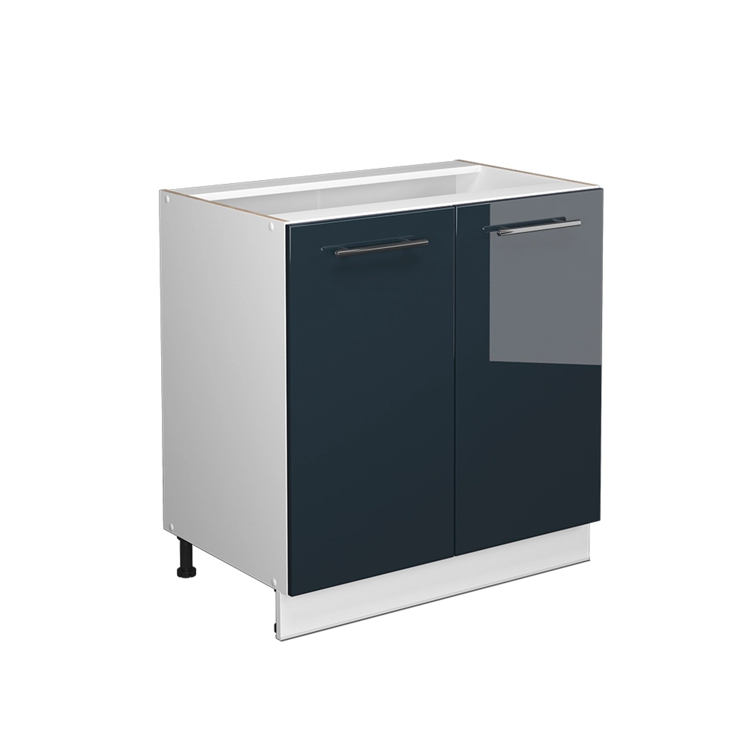 Vicco Spülenunterschrank Fame-Line Dunkelblau Hochglanz/Weiß 80 cm ohne Arb günstig online kaufen
