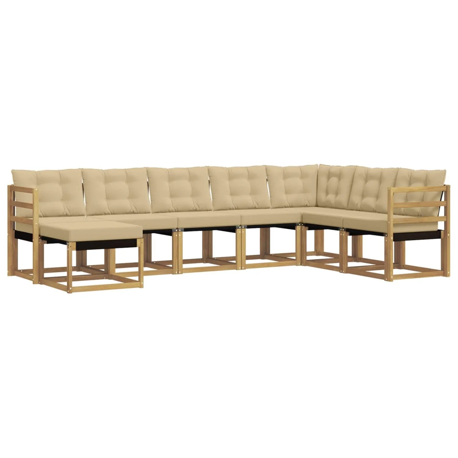 vidaXL Outdoor-Sofagarnitur mit Kissen 8-Tlg Weiß und Beige 3389755