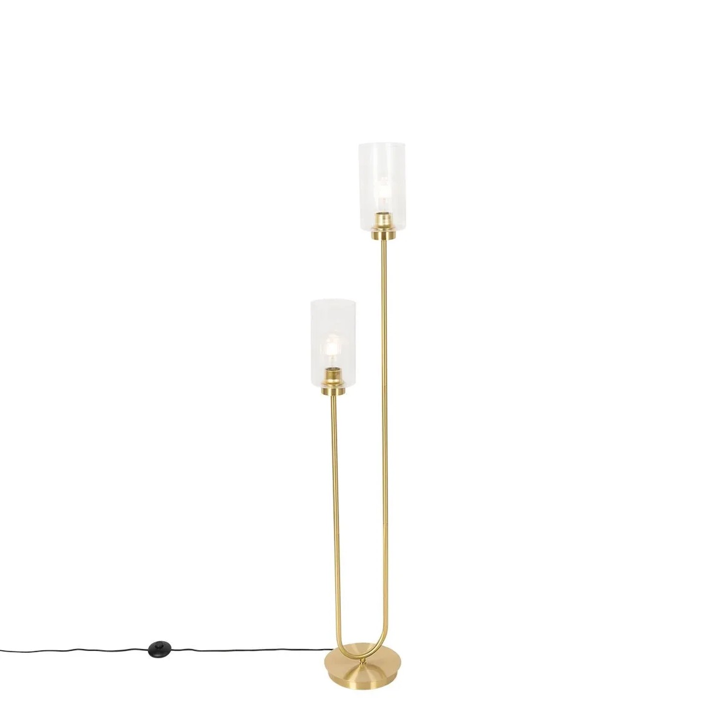 QAZQA Art-Deco-Stehlampe Gold mit Glas 2-flammig Laura