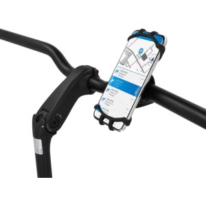 Fischer Smartphonehalterung aus Silikon am Fahrradlenker, 360° drehbar.
