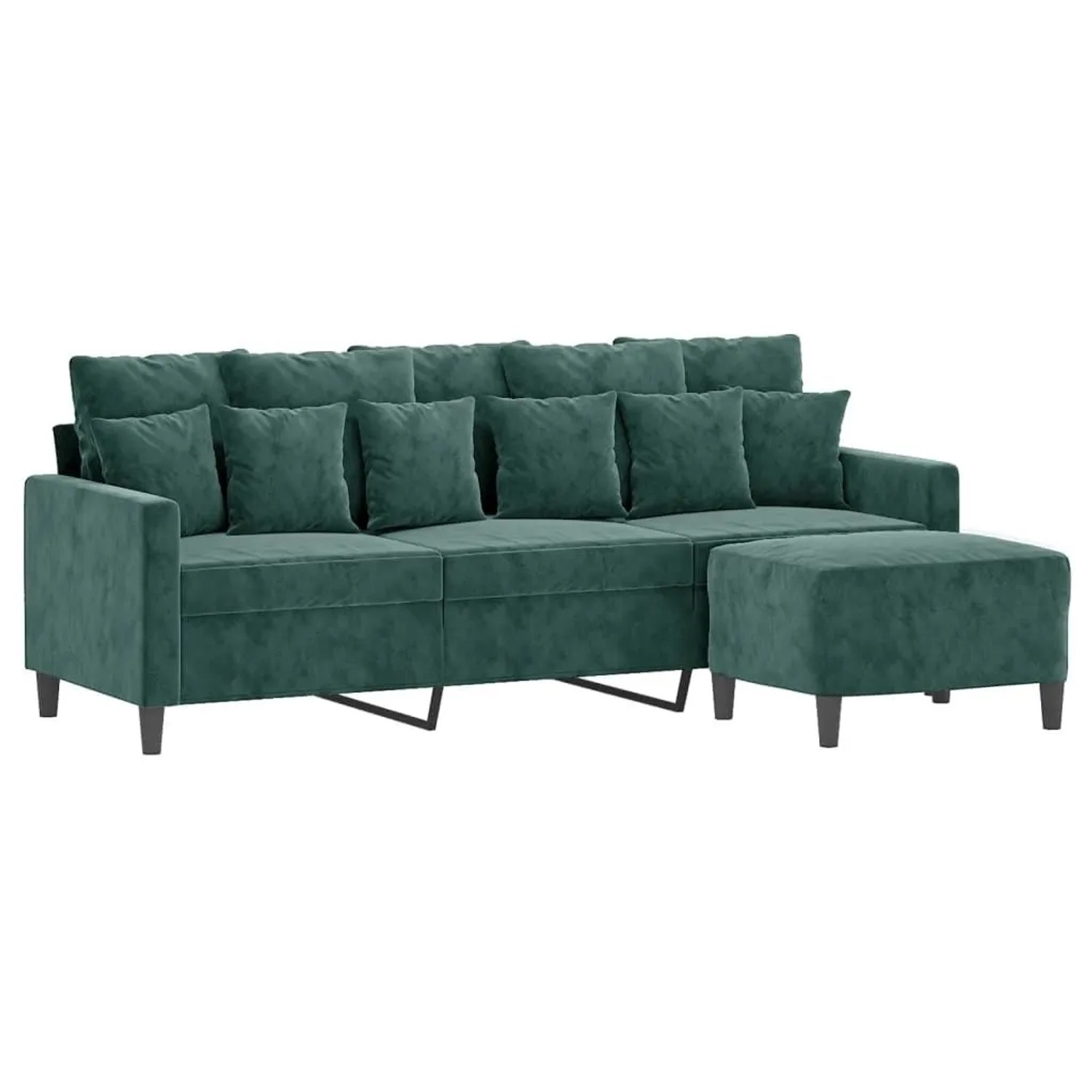 vidaXL 3-Sitzer-Sofa mit Hocker Dunkelgrün 180 cm Samt 3201109