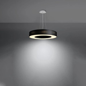 Schwarzer Sollux Lighting Kronleuchter Saturno Slim 50, runde Deckenlampe im minimalistischen Design.