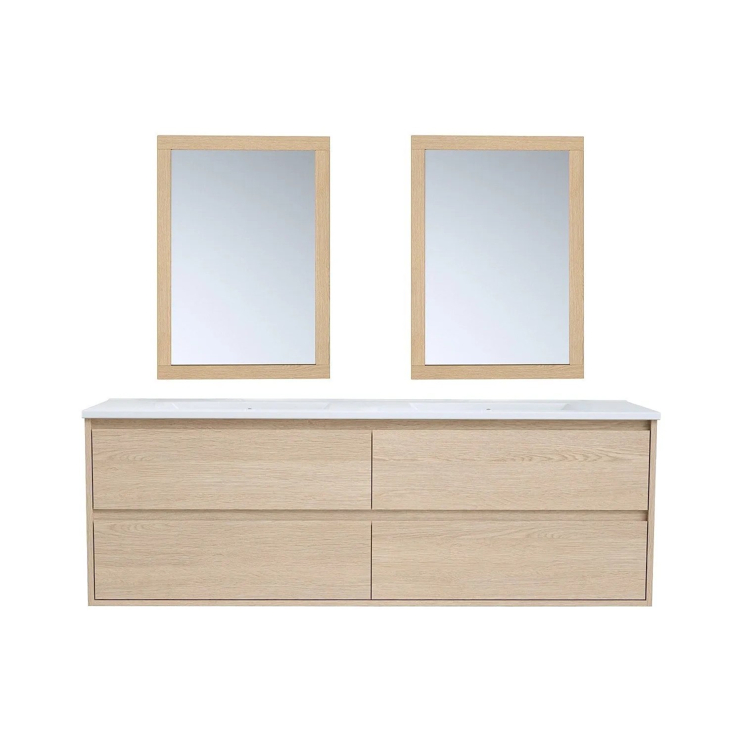 Vente-unique Doppelwaschtisch Milipam Naturfarben Hell 150 cm