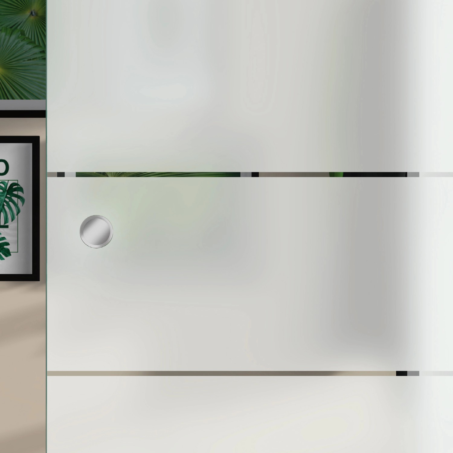 ESG Glasschiebetür mit Siebdruck Dekor, 2060x940 mm, für barrierefreies Wohnen.