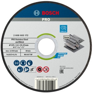 Bosch Pro Trennscheibe Stainless Steel and Metal 125 x 1,6 x 22,23 mm