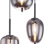 Globo Pendelleuchte Blacky, 3-flammig, schwarz, mit rauchfarbenen Lampenschirmen.