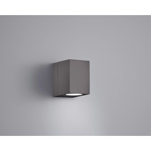 Moderne, anthrazitfarbene Trio LED-Außenwandleuchte Tiber aus Aluguss. Quadratische Form, warmweißes Licht.