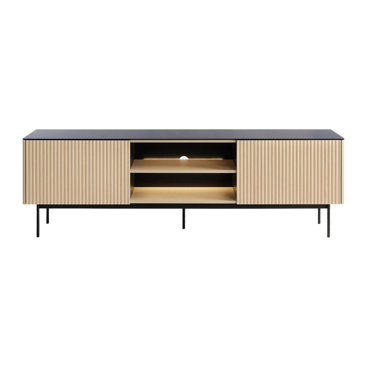 Vente-unique Tv-Board Sayera Schwarz  Naturfarben Hell 180 cm