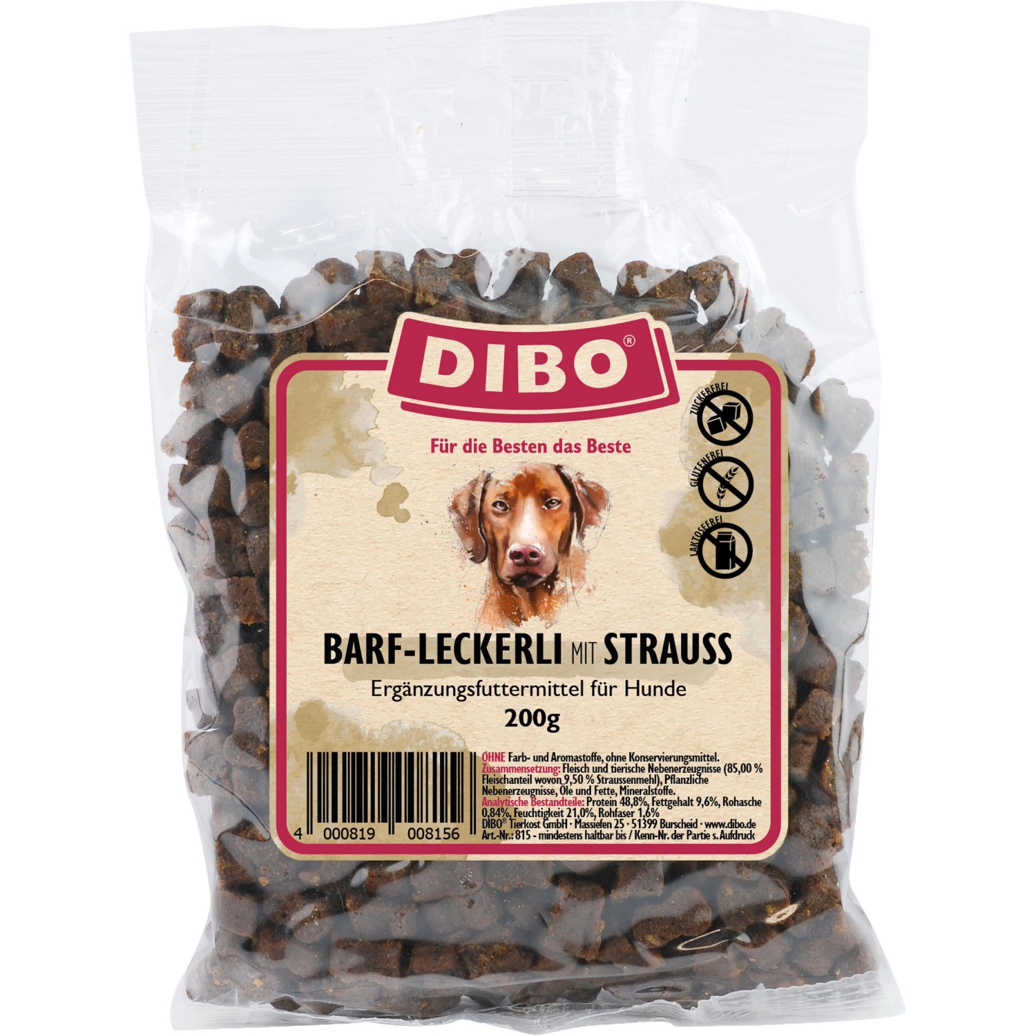 Dibo Hunde-Belohnungssnacks Barf Strauß 200 g