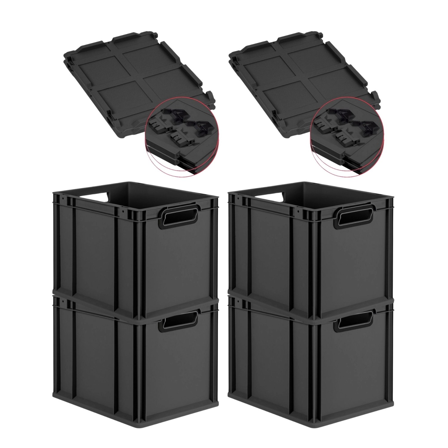 PROREGAL SuperSparSet 4x Eurobox Nextgen Color Mit Scharnierdeckel HxBxT 32 günstig online kaufen