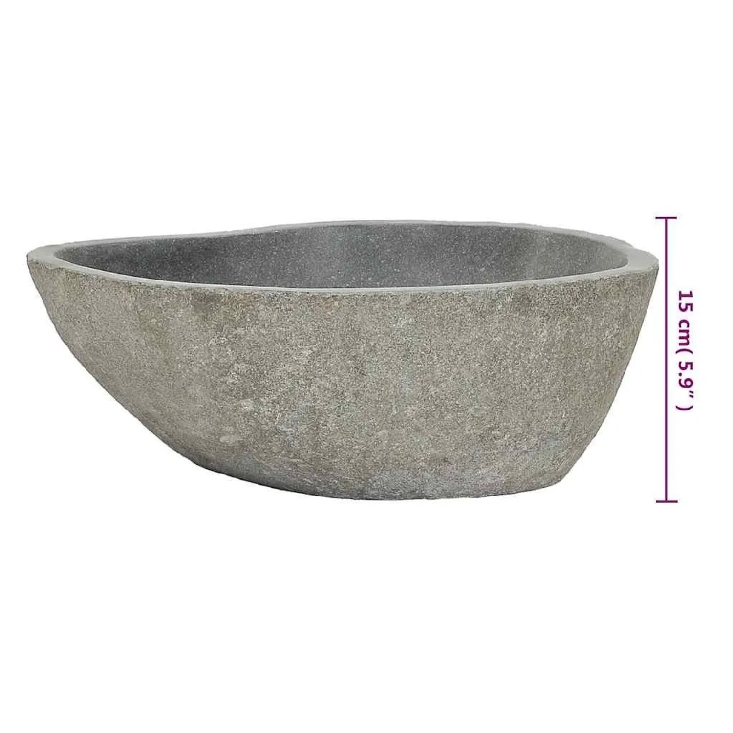 DELUKE Naturstein Waschbecken Oval Flussstein Aufsatzwaschbecken Waschschale Waschtisch Handwaschbecken Oval 37-46cm_8