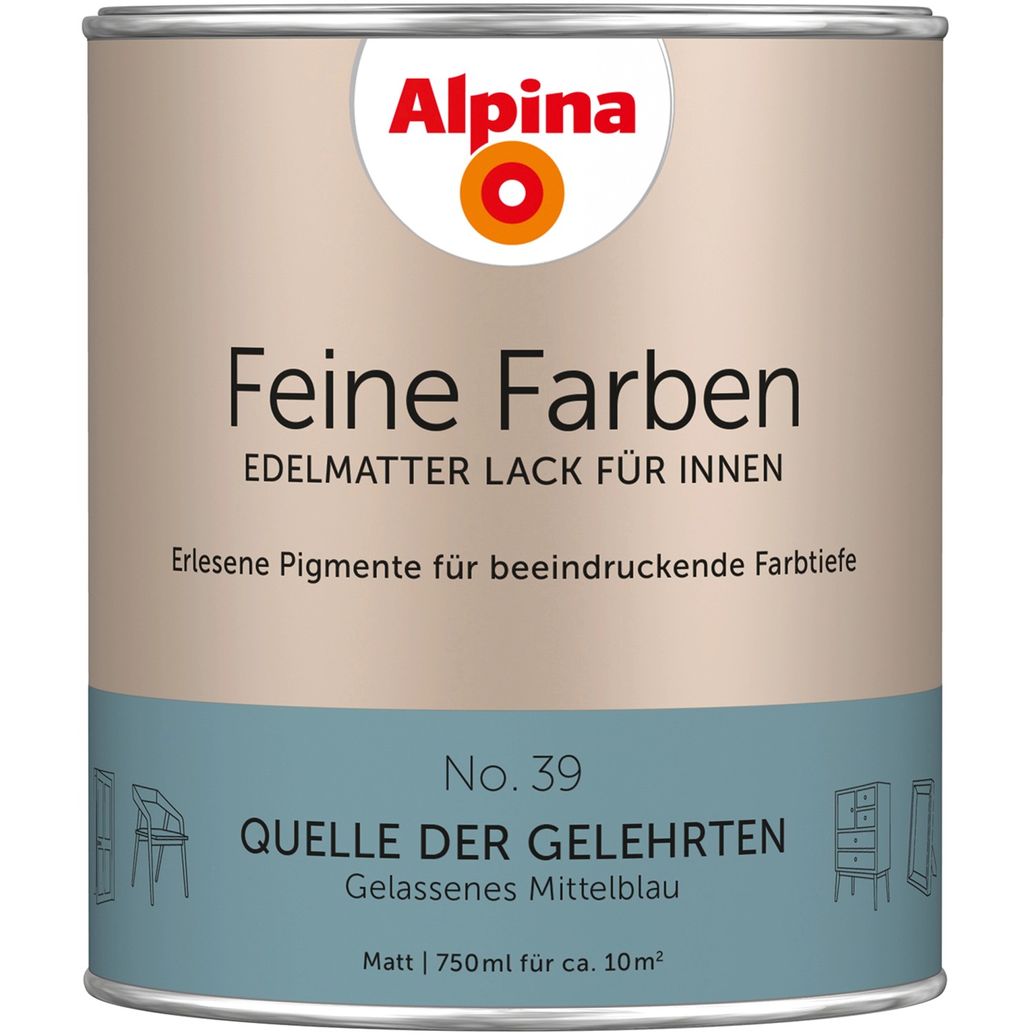 Alpina Feine Farben Lack No. 39 Quelle der Gelehrten® Blau edelmatt 750 ml