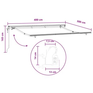 vidaXL Ausziehbare Markise Hellgrau und Weiß 400 x 300 cm 3426042