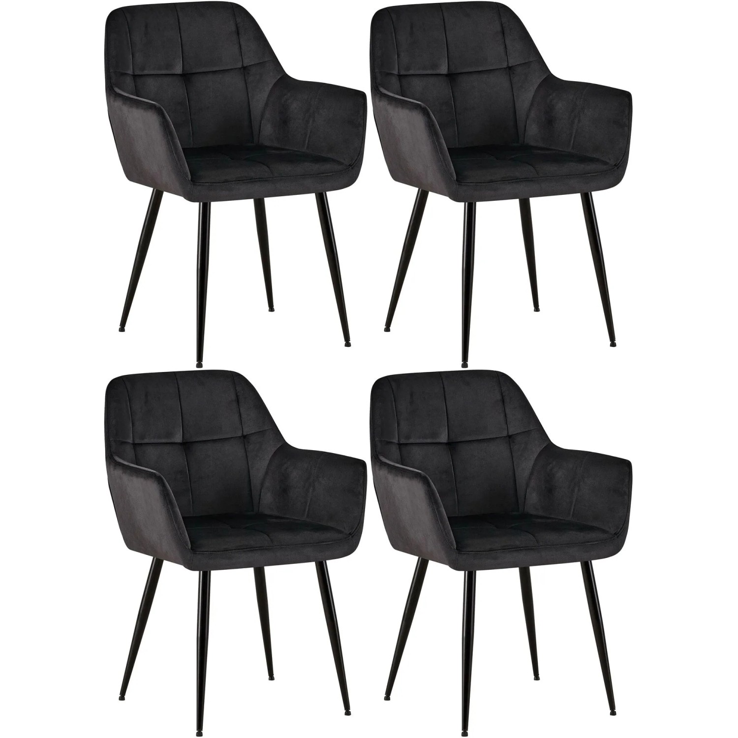 CLP 4er Set Esszimmerstühle Emia schwarz/Samt