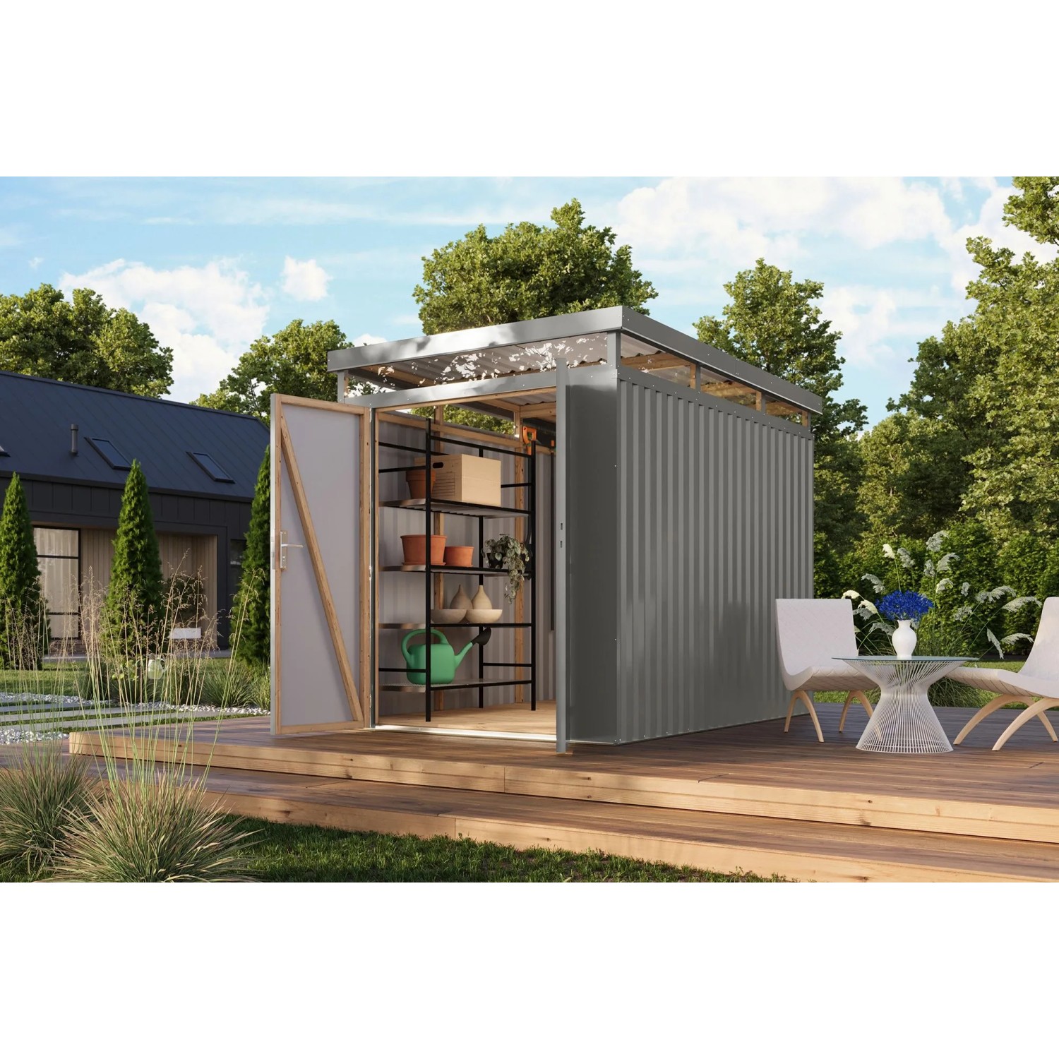Karibu Metallgerätehaus Argos 2,5 Graualuminium