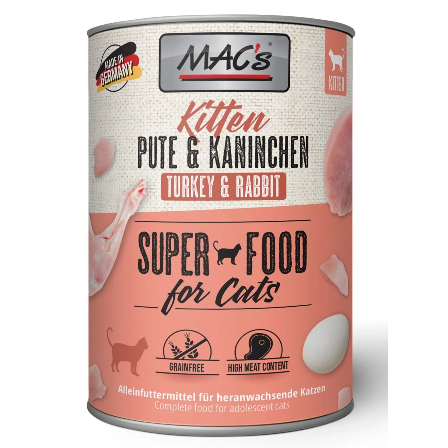 Mac's Katzen-Nassfutter Kitten Pute und Kaninchen 400 g