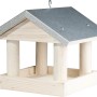 Weißes Vogelhaus aus Kiefernholz mit Metalldach, 24x26x26 cm.