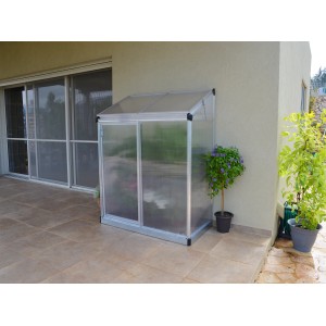 Palram Canopia Minigewächshaus Lean To, 125x64 cm, silbernes Anlehngewächshaus für Balkon oder Terrasse.