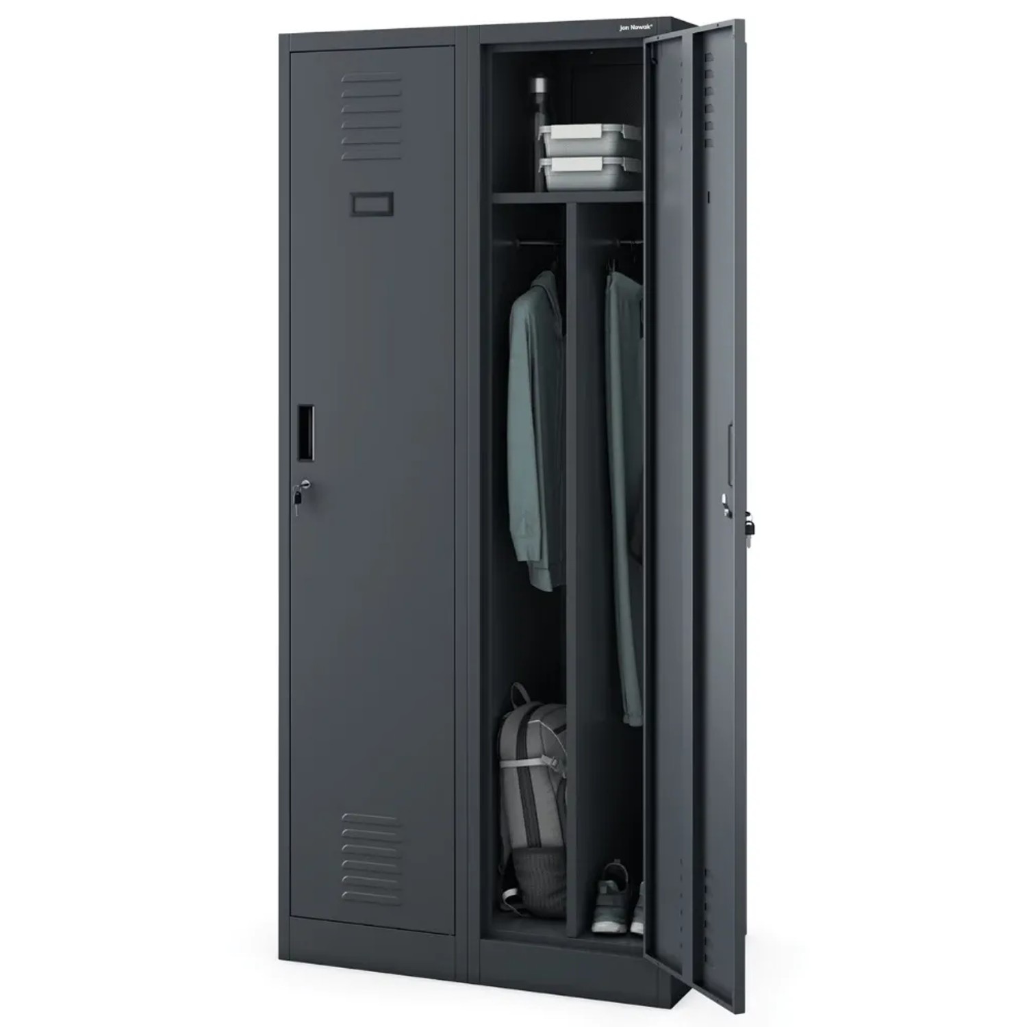 JAN NOWAK Umkleideschrank Spind KACPER 2 Abteile 180 x 80 x 50 cm Anthrazit