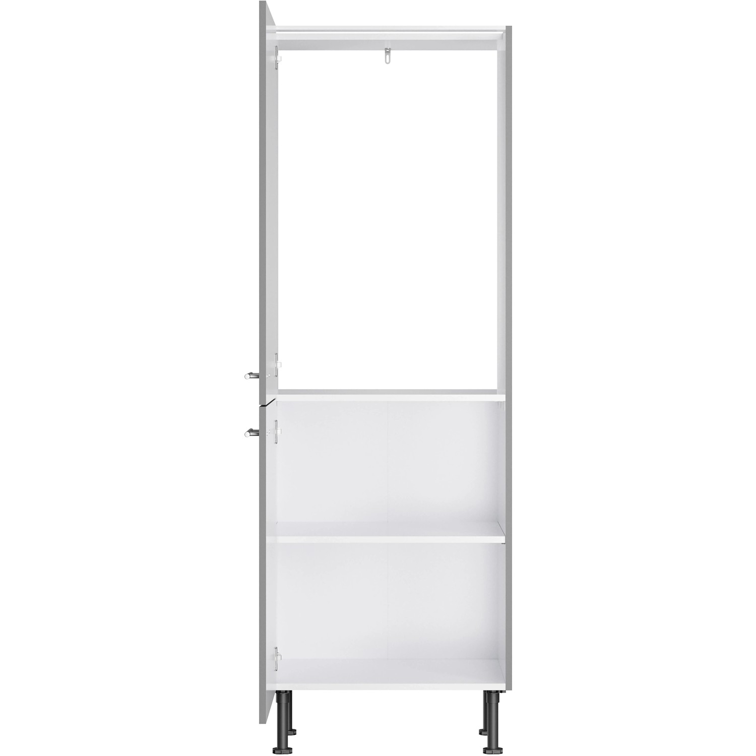 Optifit Midischrank für Kühlschrank, Basaltgrau, 60x176,6x58,4 cm, mit offenem Fach und zwei Einlegeböden.
