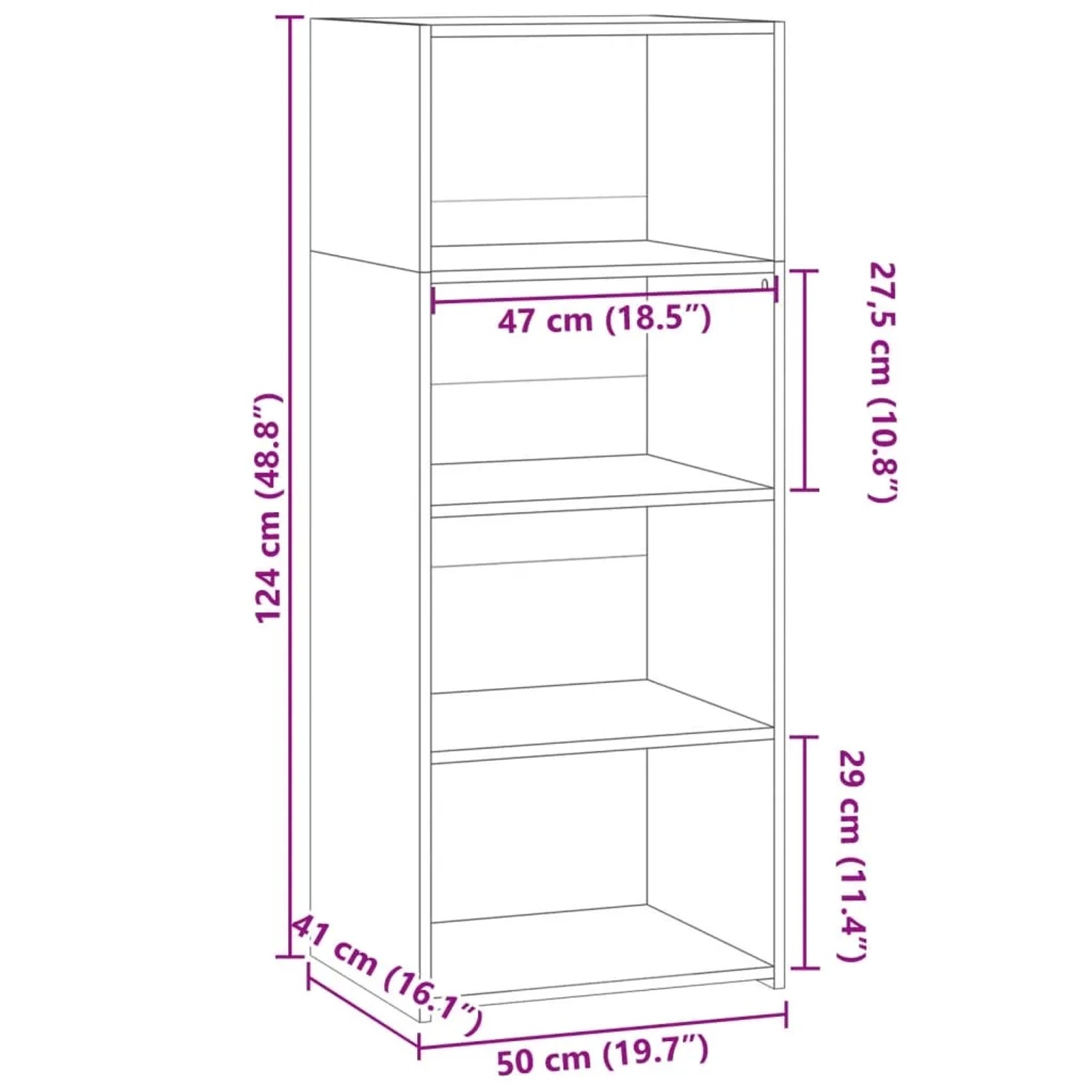 vidaXL Highboard Sonoma-Eiche 50x41x124 cm Holzwerkstoff 846399_9