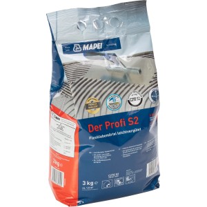 Mapei Flexmörtel C2TE S2, 3 kg Sack. Flexibler Fliesenkleber für Fliesen und Fußbodenheizung.