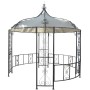Creme-farbene MCW Pergola Cabrera Terrassenüberdachung mit dekorativen Ornamenten.
