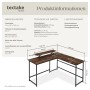 Tectake Eckschreibtisch Melrose im Industrial Style mit Monitoraufsatz, Holzoptik und Stahlgestell.