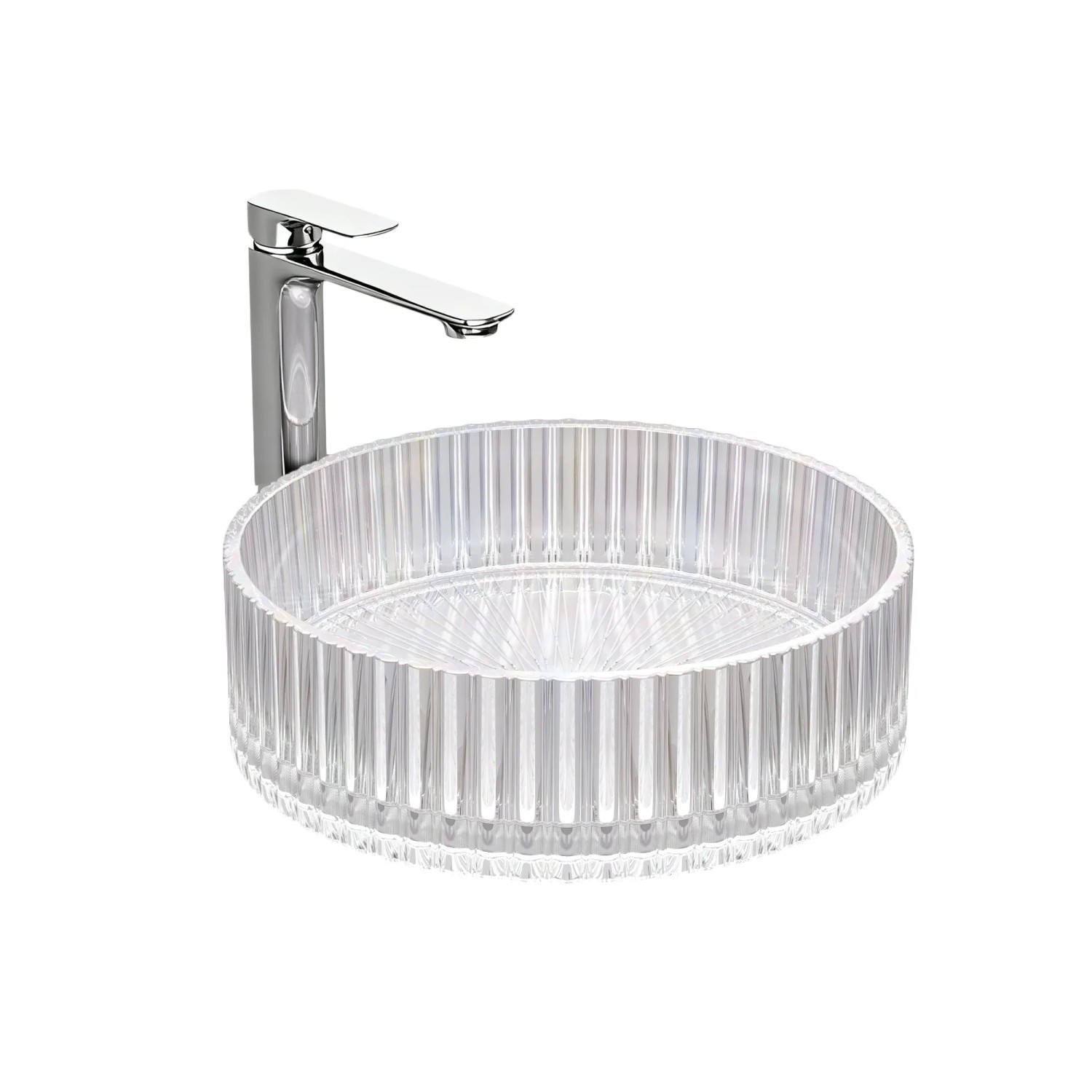 Emke Glas Aufsatzwaschbecken 40x40x12cm Regenbogen Rundes Waschbecken