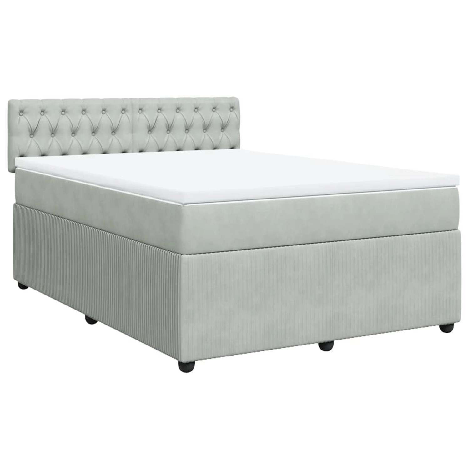 vidaXL Boxspringbett mit Matratze Hellgrau 140x200 cm Samt 3287764 günstig online kaufen