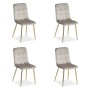 Homestyle4u Esszimmerstühle, 4er Set, beige Samt, goldene Beine.