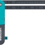 wolfcraft Winkelschmiege mit Streichmaßfunktion für Laminat und Parkett. Winkelmesser in Grau und Türkis.