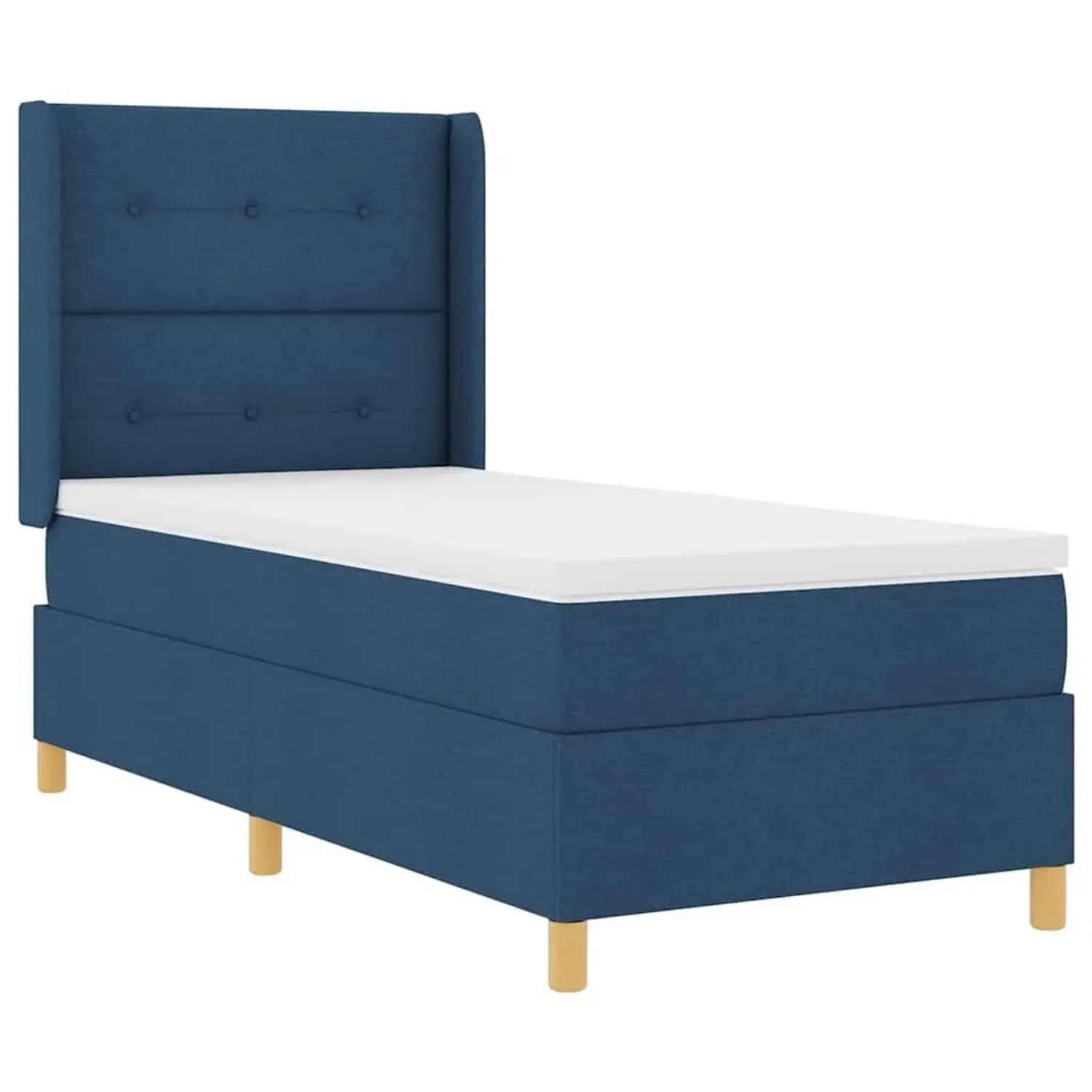 vidaXL Boxspringbett mit Matratze mit Kopfteil Blau 140 x 200 cm Stoff 3343678