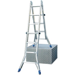 Krause Gelenk-Teleskopleiter Stabilo, 4x4 Sprossen, als Anlege-, Stehleiter oder Arbeitsbühne nutzbar.