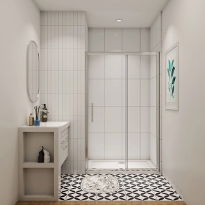 AICA Schiebetür 120x190 cm, Nischentür Duschabtrennung mit 8mm Nano ESG-Glas in chromglänzendem Rahmen.