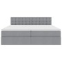 vidaXL Bett mit LED-Lichtleisten Hellgrau 200 x 200 cm Stoff 3371591_12